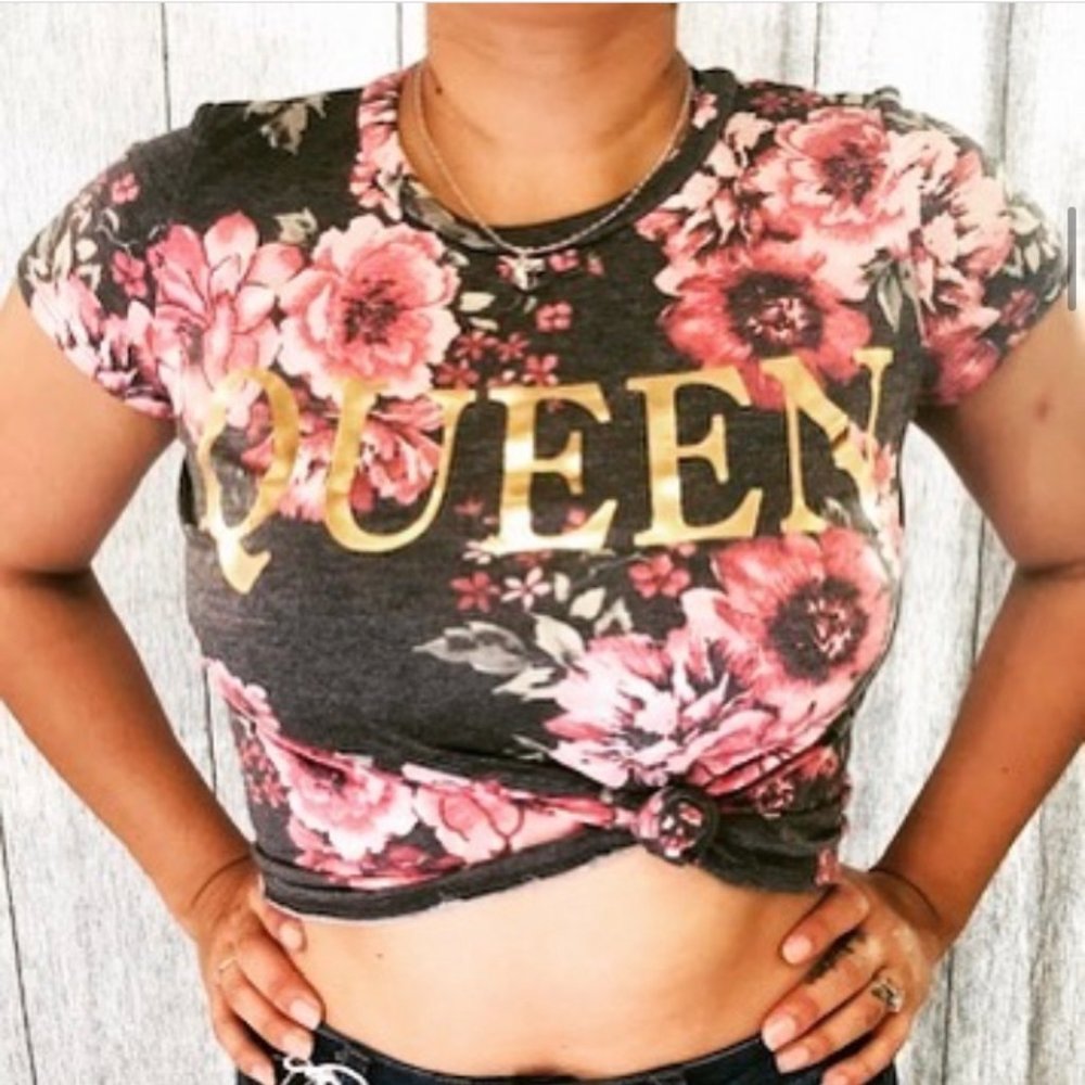 Gray Floral Tie Front Queen Print